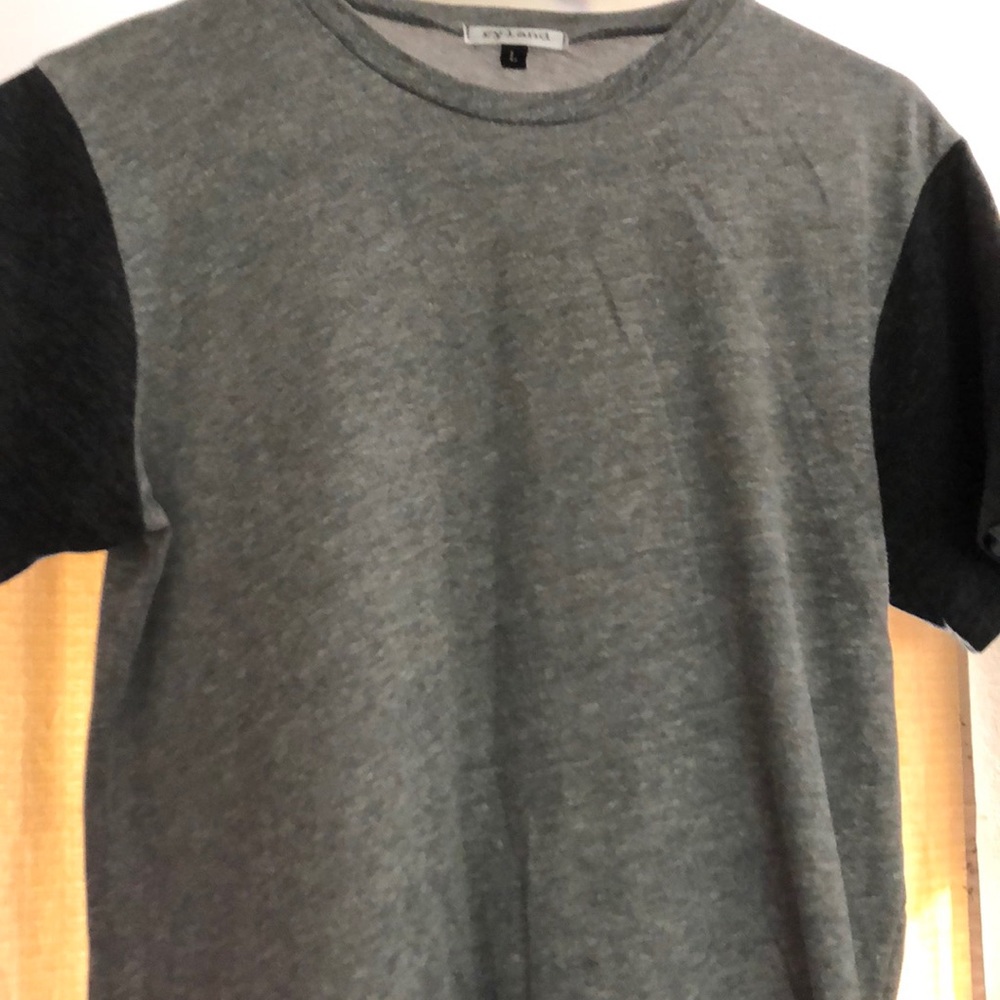 Gray t-shirt with dark grey sleeves